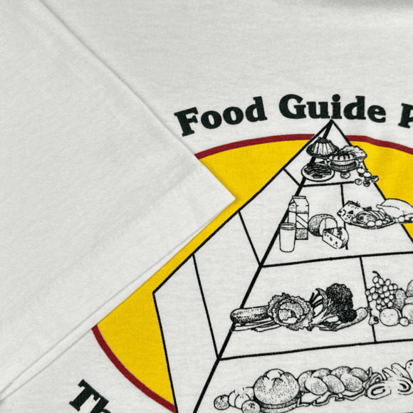 Vintage Food Pyramid Shirt Adult LARGE White Guide Healthy Eating Diet Fit 90s - Picture 4 of 5